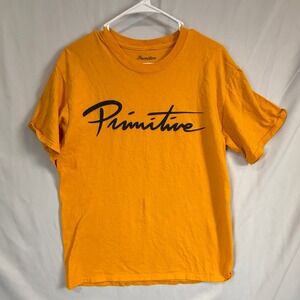 Primitive Apparel T Shirt Orange Crew Neck Short Sleeve Logo Graphic‎ M